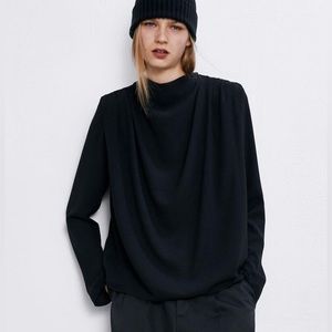 Zara black high neck blouse